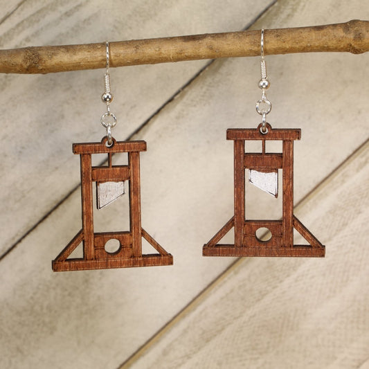 Guillotine Wooden Dangle Earrings - - Cate's Concepts, LLC