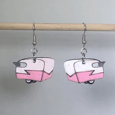 Shasta Camper Wooden Earrings | Retro Travel Trailer Jewelry