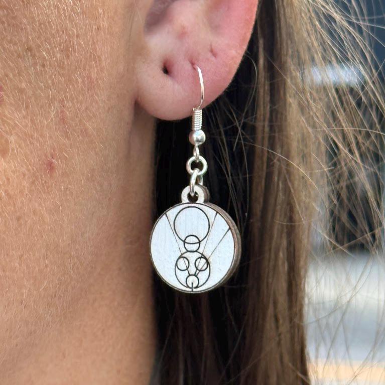 Gallifreyan Wooden Dangle Earrings | Sci-Fi Symbol Jewelry