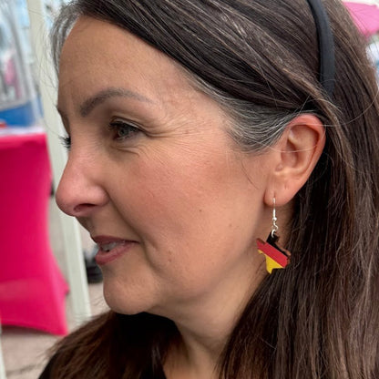 Lone Star Deutschland Wooden Dangle Earrings - Studs - Cate's Concepts, LLC