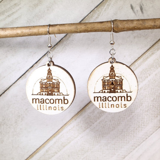 Macomb IL Dangle Wooden Earring - Cate's Concepts, LLC