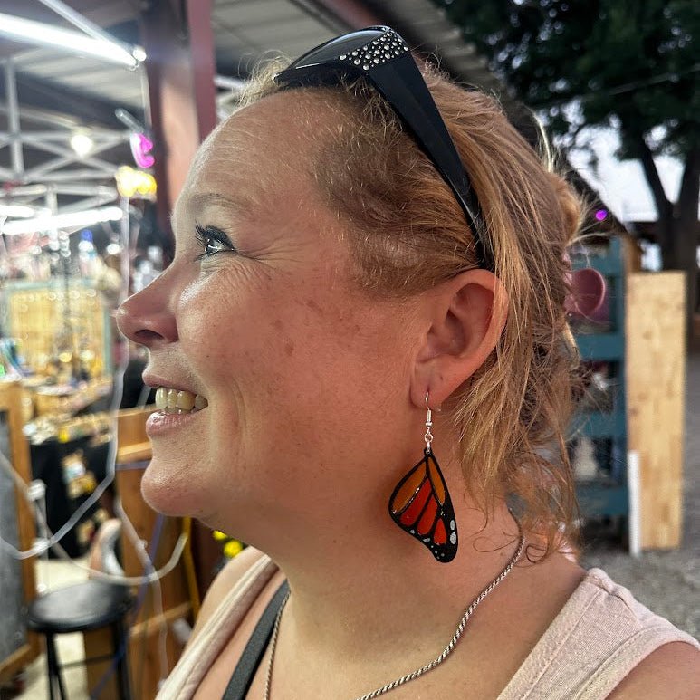 Monarch Butterfly Wings Wood and Resin Earrings - Cate's Concepts, LLC