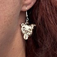 Pitbull Wooden Dangle Earrings - Unique Dog Lover Jewelry - Cate's Concepts, LLC