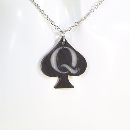 Queen of Spades Wooden Dangle Earrings - Necklace - Cate's Concepts, LLC