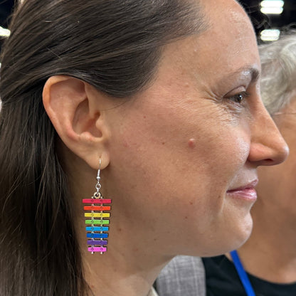 Rainbow Xylophone Wooden Earrings - Cate's Concepts, LLC