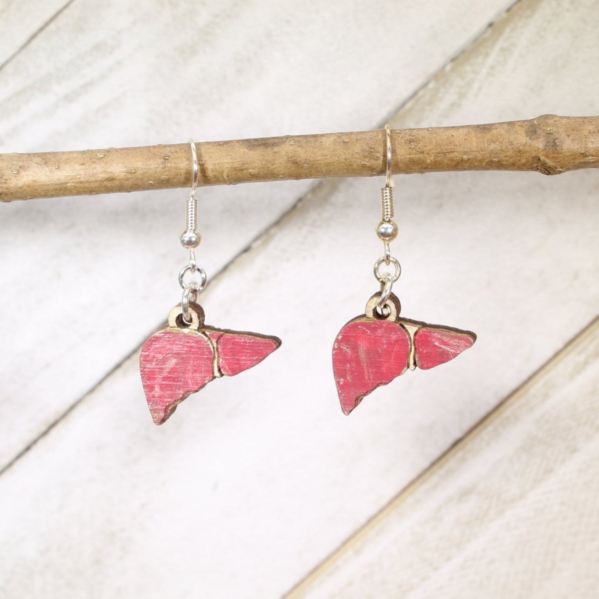 Realistic Human Liver Drop Earrings - fine jewelry - Cate's Concepts, LLC