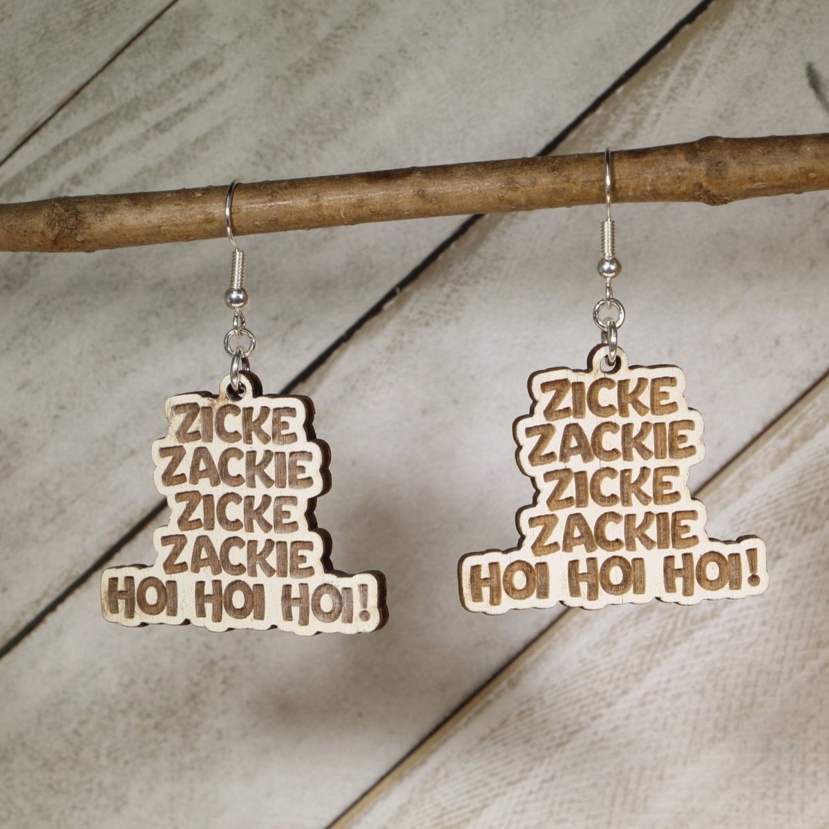 Zicke Zacke, Zicke Zacke, Hoi Hoi Hoi Wooden Dangle Earrings - Cate's Concepts, LLC