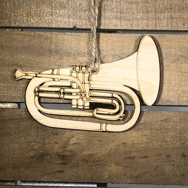 Baritone Horn Wooden Christmas Ornament | Band Instrument Holiday Decor