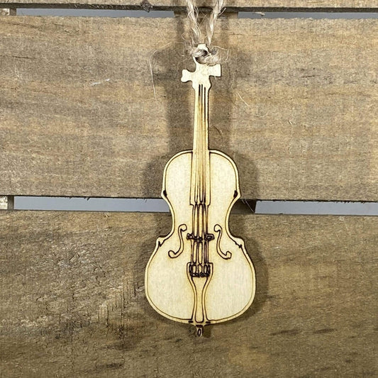 Hand-painted wooden cello Christmas ornament with detailed musician instrument design and lightweight festive decor, elegant string instrument tree decoration for music lovers and orchestra holiday style