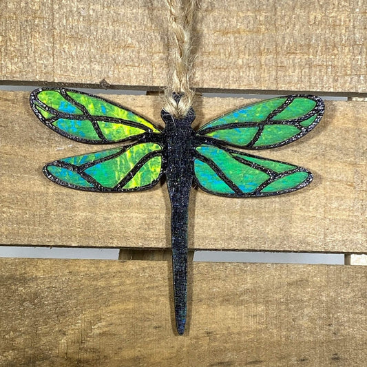 Hand-painted wooden dragonfly Christmas ornament with nature-inspired design and lightweight festive decor, elegant insect holiday tree decoration gift for nature lovers