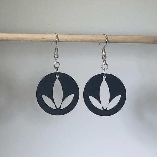 Hand-painted wooden lotus flower dangle earrings with serene spiritual yoga design and hypoallergenic sterling silver hooks, lightweight lotus statement jewelry earrings for meditation, mindfulness, and boho style