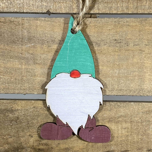 Hand-painted wooden Nordic garden gnome Christmas ornament with Scandinavian holiday design and lightweight festive decor, cozy winter tree decoration gift for gnome lovers