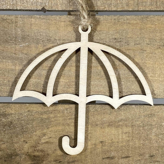 Hand-painted wooden rainy day umbrella Christmas ornament with weather-inspired design and lightweight festive decor, whimsical rain holiday tree decoration gift for cozy seasonal style 