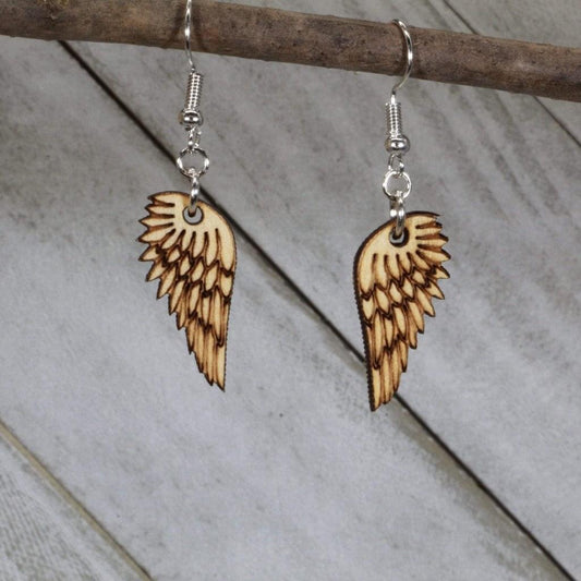 Angel Wing Feathered Dangle Earrings - - Cate's Concepts, LLC