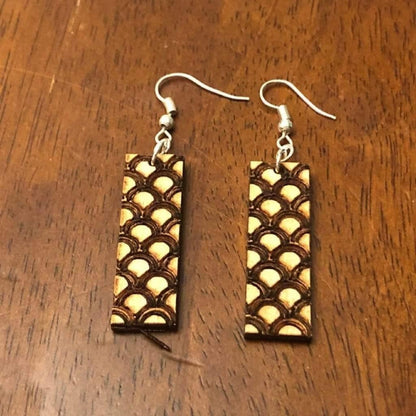 Art Deco Fan Bar Wooden Dangle Earrings - Dangle - Cate's Concepts, LLC