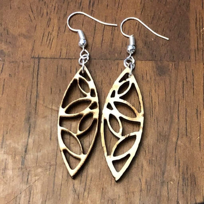 Art Deco Geometric Leaf Drop Dangle Earrings - - Cate's Concepts, LLC