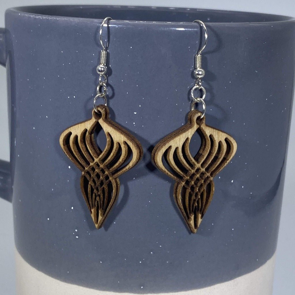 Art Deco Great Gatsby Spiral Twist Top Wooden Dangle Earrings - - Cate's Concepts, LLC