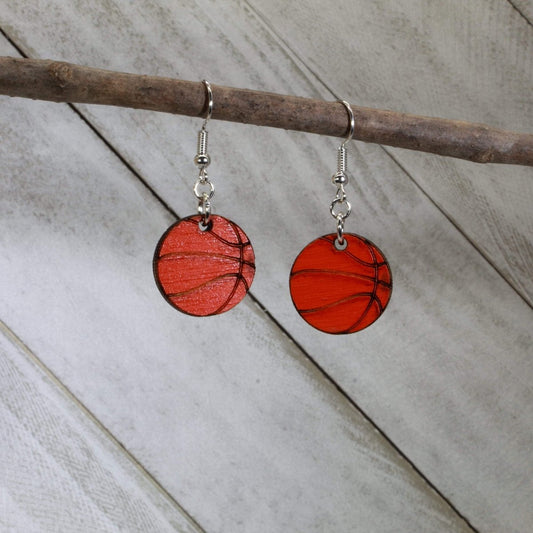 Basketball Wooden Dangle Earrings - Dangle - Cate's Concepts, LLC