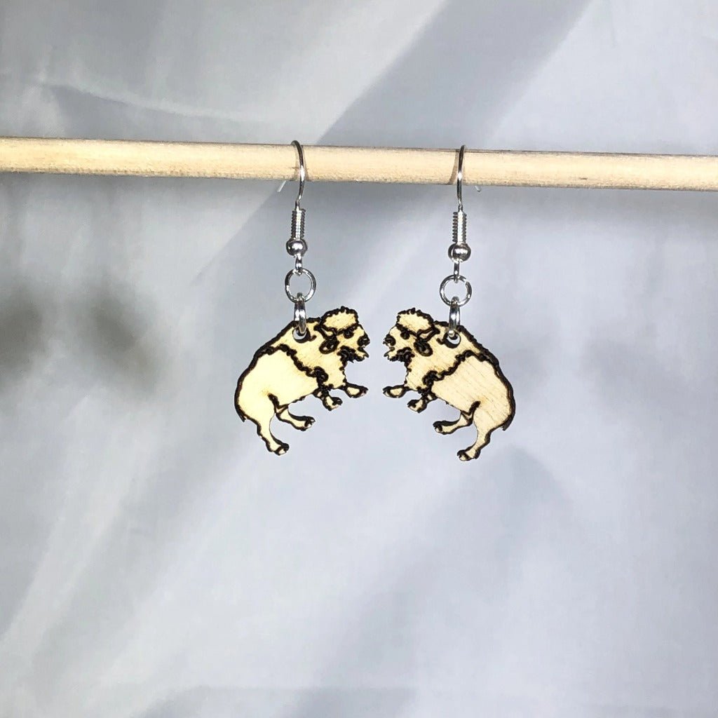 Bison Wooden Dangle Earrings - - Cate's Concepts, LLC