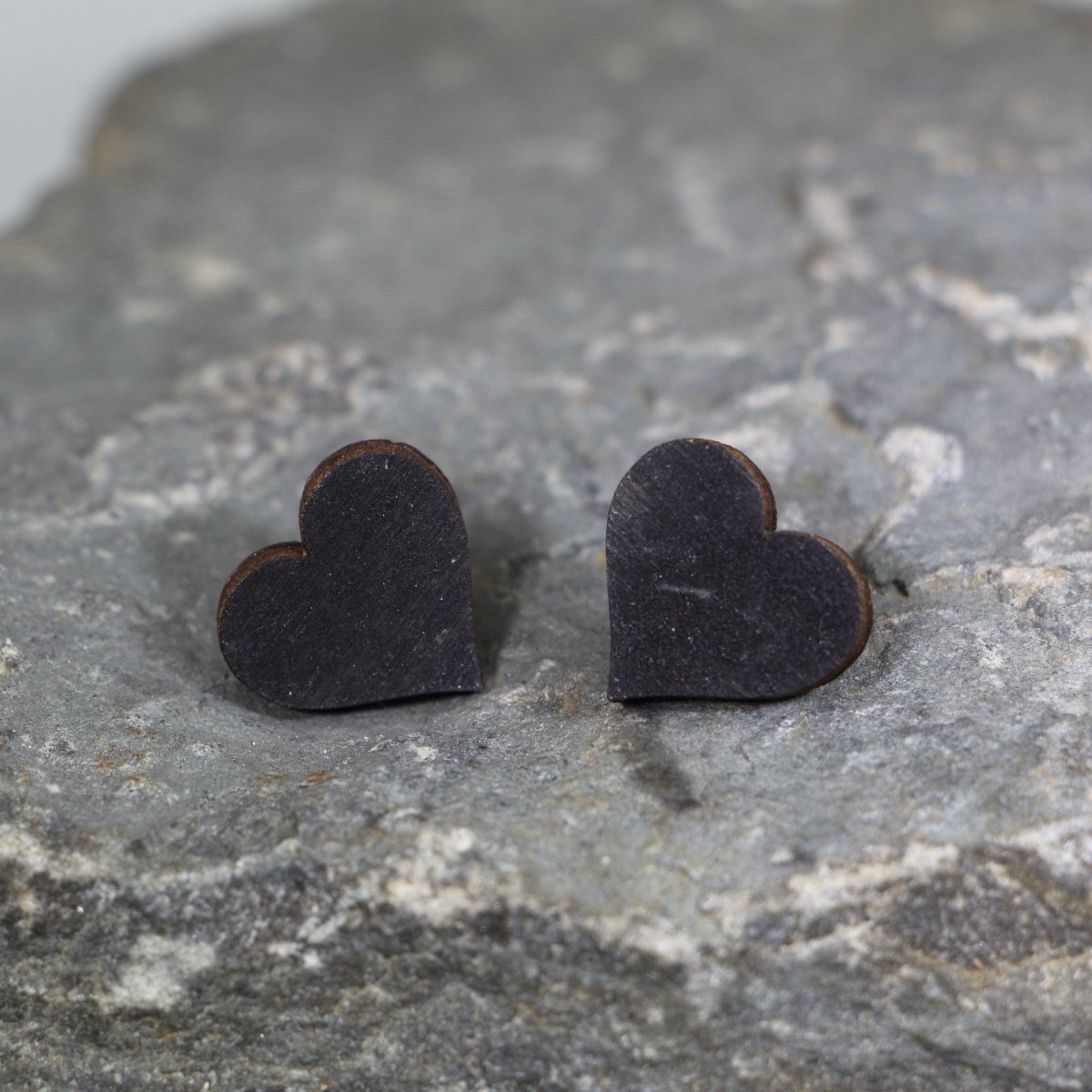 Black Spade Wooden Earrings - Studs - Cate's Concepts, LLC