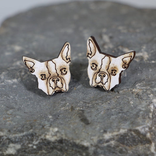 Boxer Wooden Earrings - - Cate's Concepts, LLC