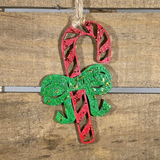 Candy Cane Wooden Ornaments - Glitter - Cate's Concepts, LLC