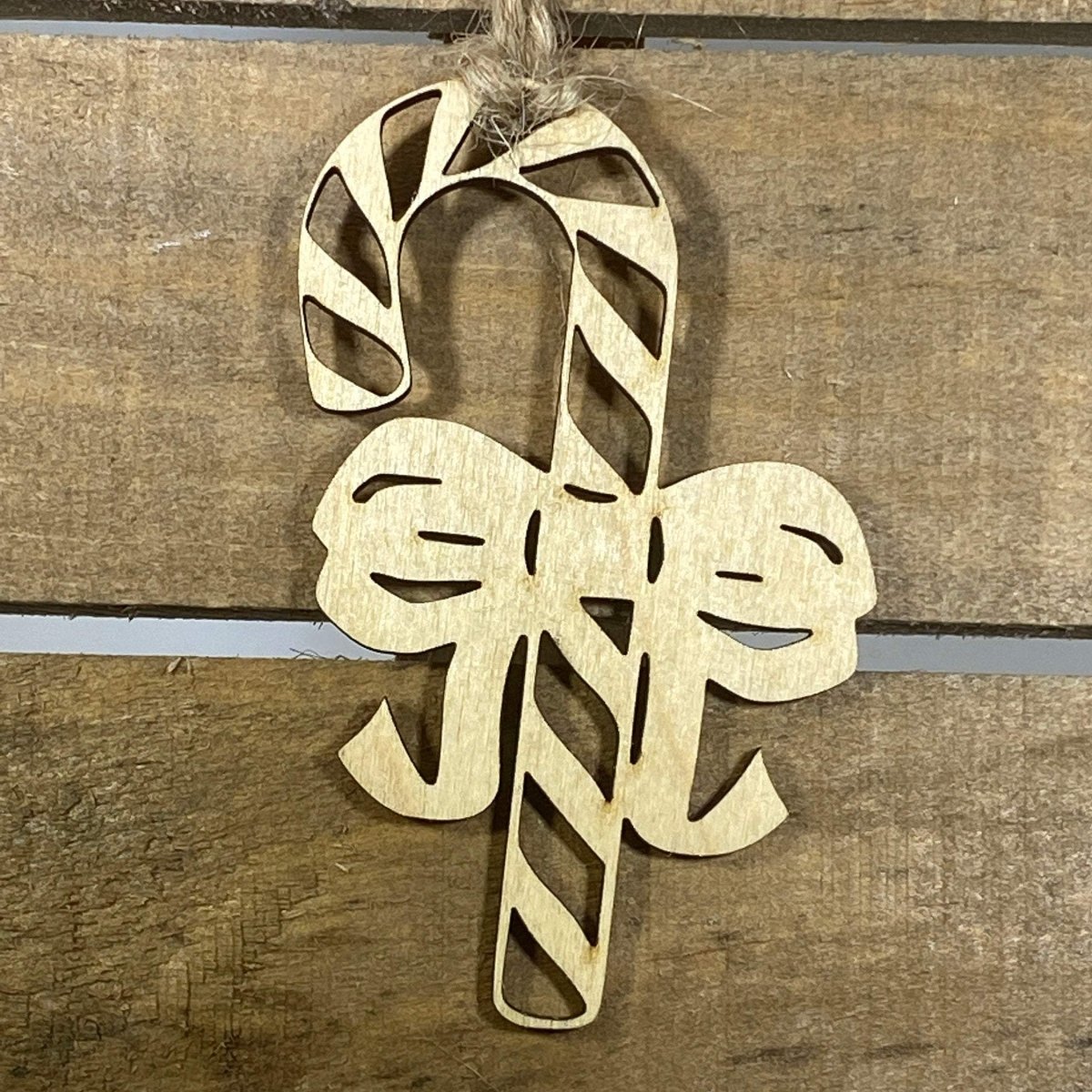Candy Cane Wooden Ornaments - Natural - Cate's Concepts, LLC