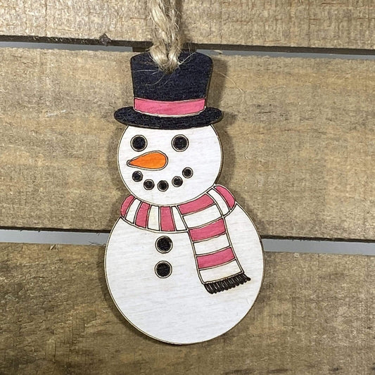Carrot Nose Snowman Wooden Ornaments - - Cate's Concepts, LLC