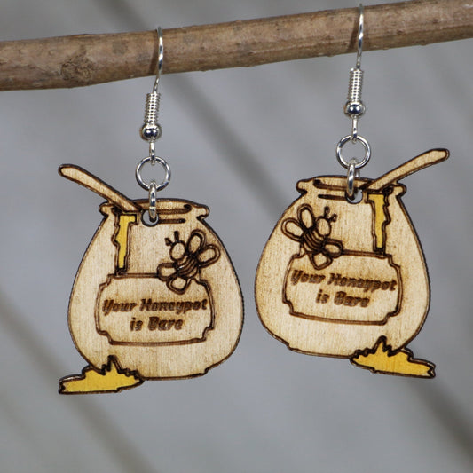 Honey Pot  Bare Wooden Dangle Earrings | Cate's Concepts, LLC.