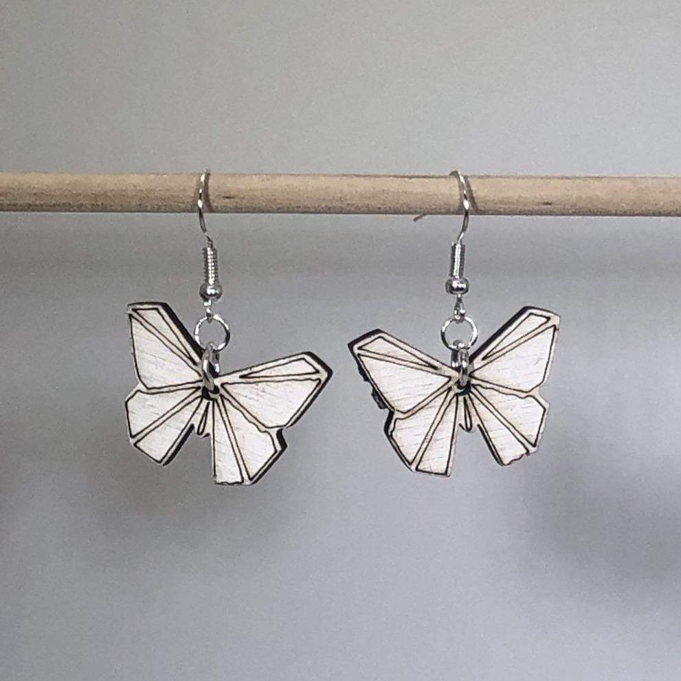 Origami Butterfly Wooden Dangle Earrings | Cate's Concepts, LLC.