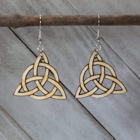 Celtic Trinity Knot Wooden Dangle Earrings - - Cate's Concepts, LLC