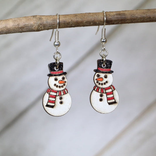 Christmas Carrot Nose Snowman Wooden Dangle Earrings - Dangle - Cate's Concepts, LLC
