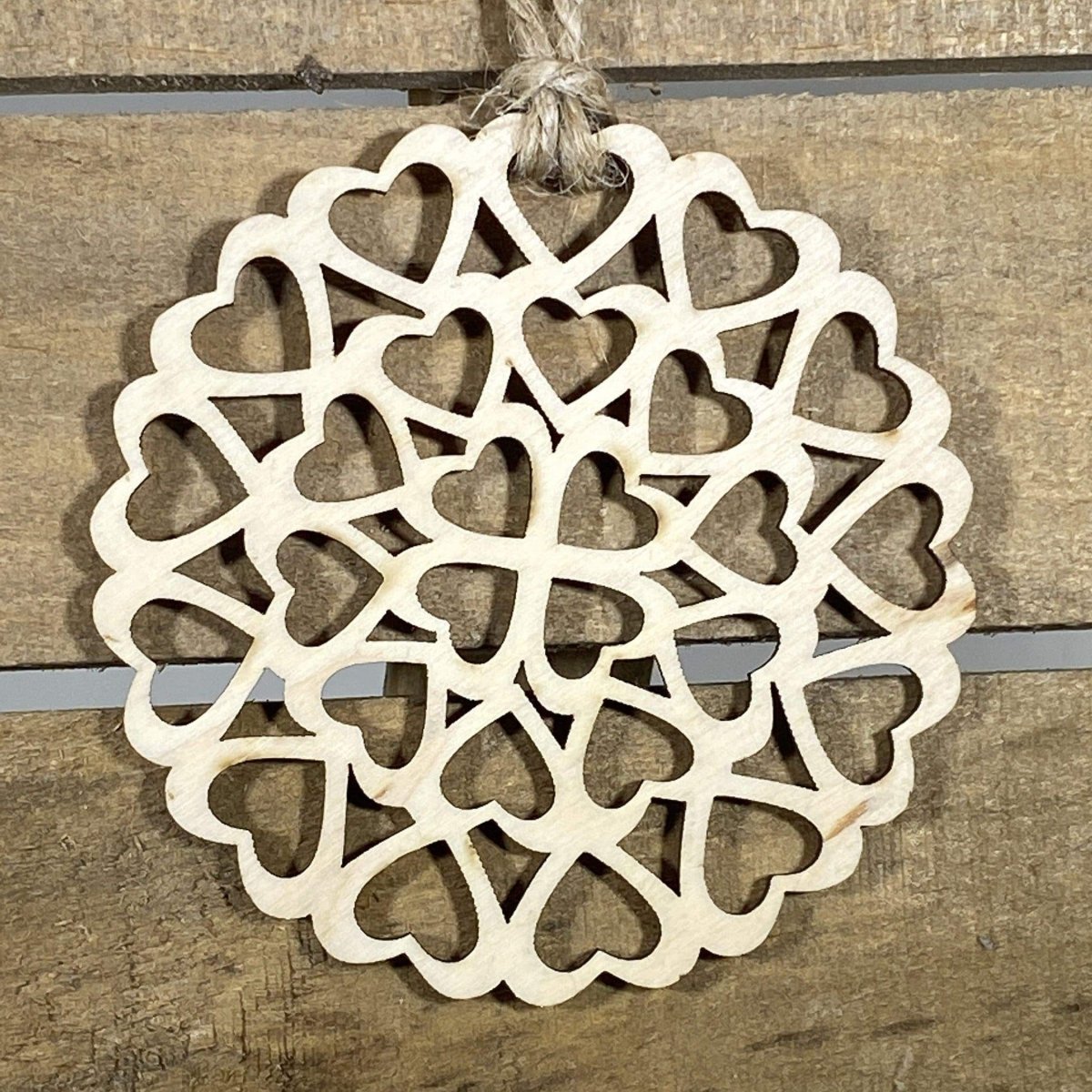 Circle of Hearts Wooden Christmas Ornaments - - Cate's Concepts, LLC