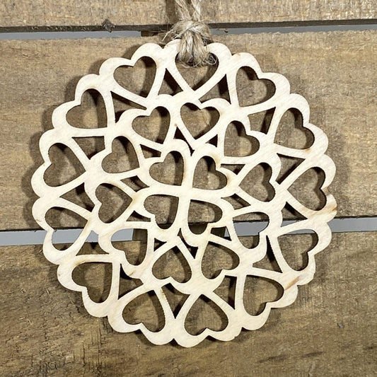 Circle of Hearts Wooden Christmas Ornaments - - Cate's Concepts, LLC