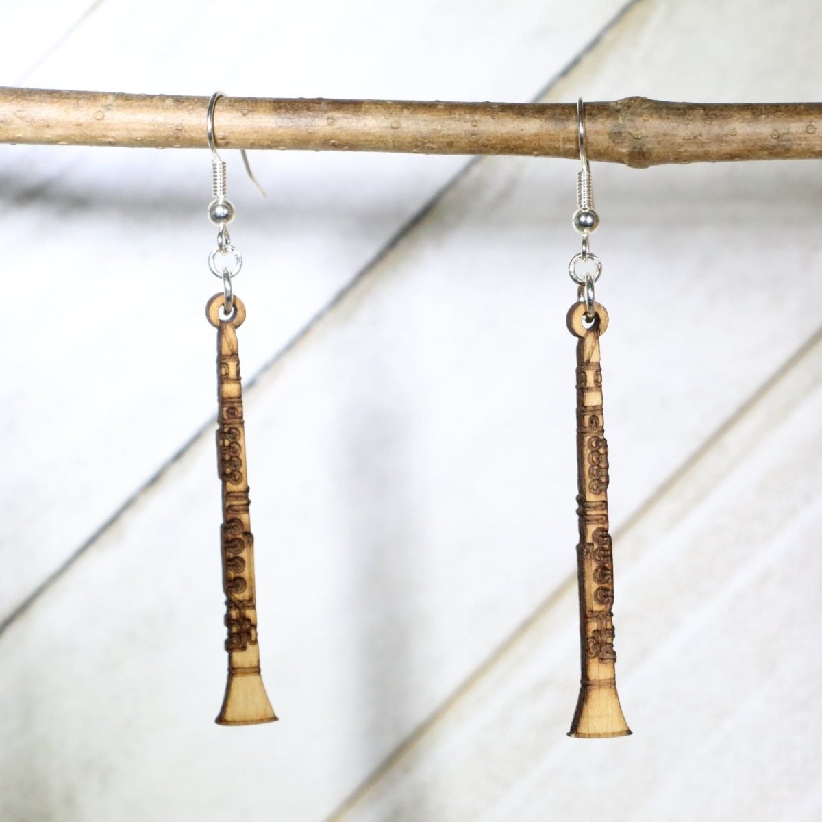 Clarinet Wooden Dangle Earring - - Cate's Concepts, LLC
