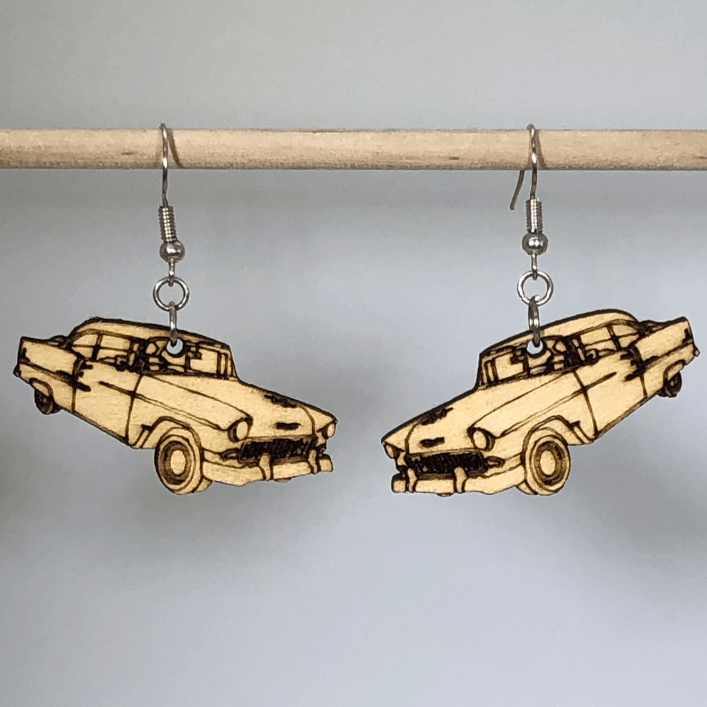 Classic 55 Chevy Car Wooden Dangle Earrings - - Cate's Concepts, LLC