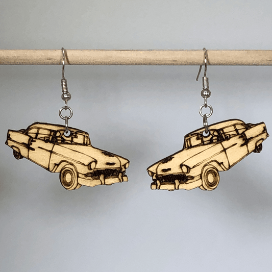 Classic 55 Chevy Car Wooden Dangle Earrings - - Cate's Concepts, LLC