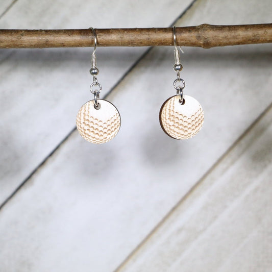 Classic Golf Ball Wooden Dangle Earring - - Cate's Concepts, LLC