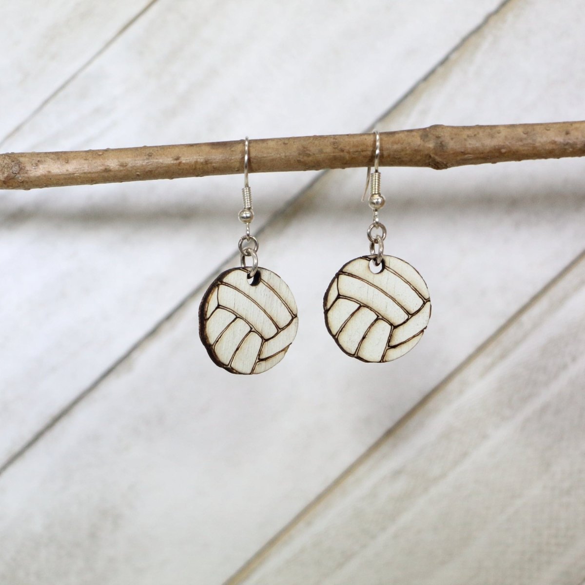 Classic Volleyball Wooden Dangle Earrings - Dangle - Cate's Concepts, LLC