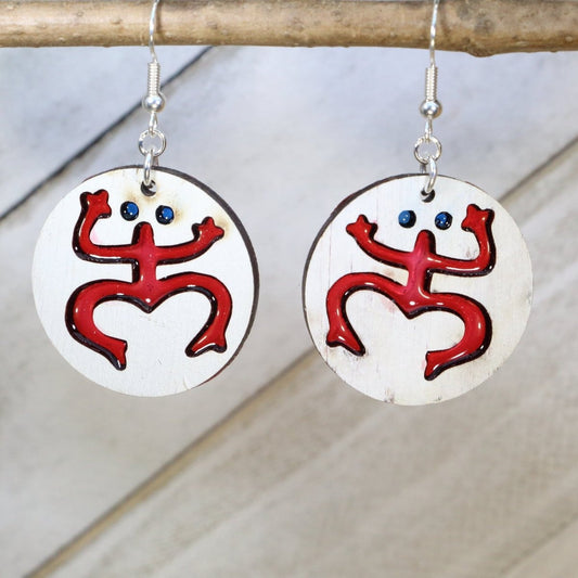 Coqui Taino Frog Wood and Resin Earrings - - Cate's Concepts, LLC