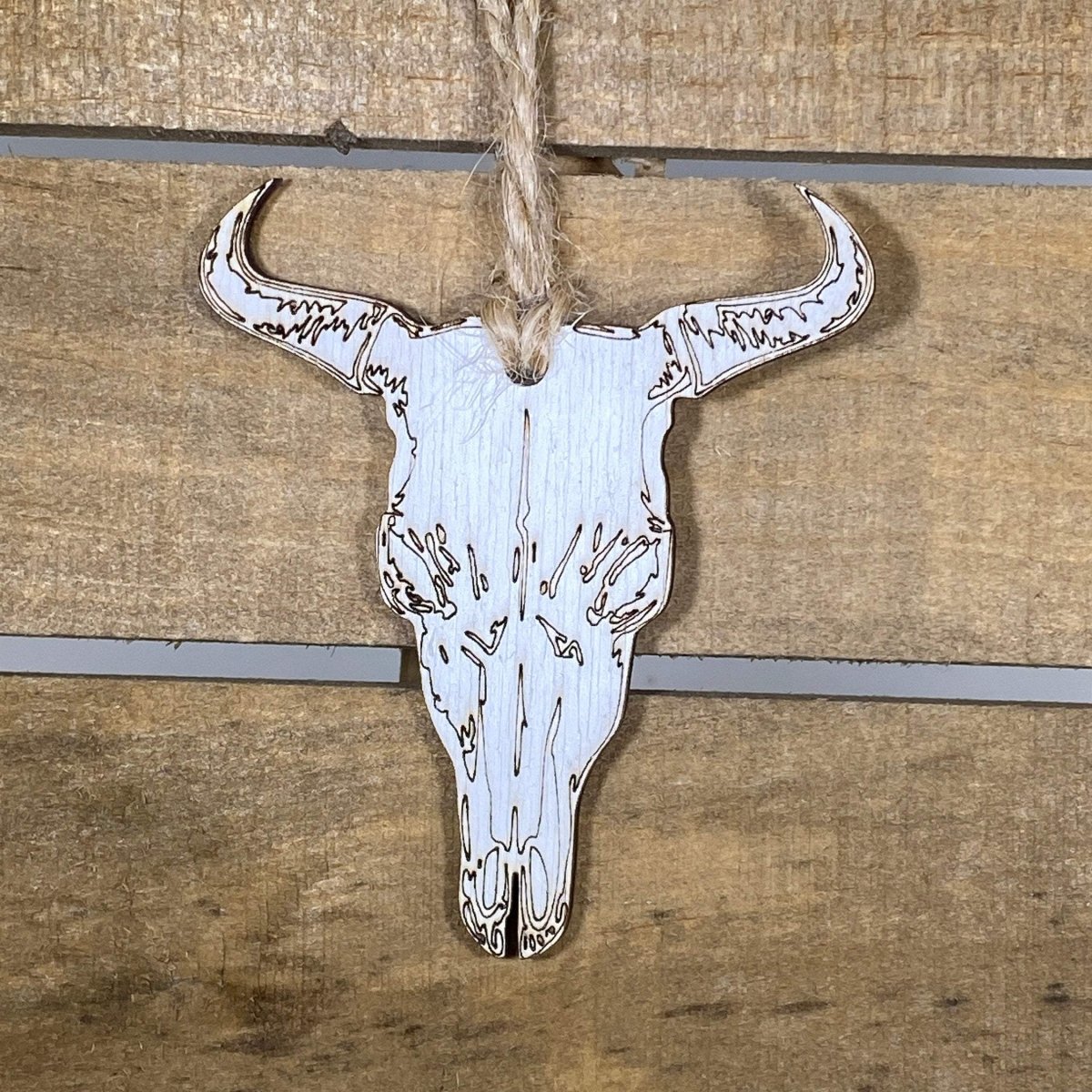 Cow Skull Wooden Christmas Ornaments - - Cate's Concepts, LLC