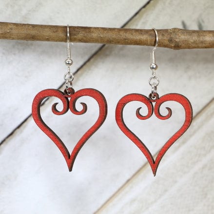 Curled Heart Dangle Earrings - - Cate's Concepts, LLC