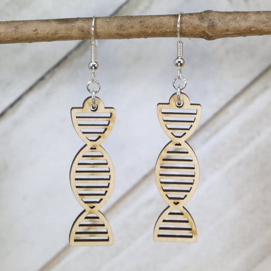 DNA Double Helix Wooden Dangle Earrings - - Cate's Concepts, LLC