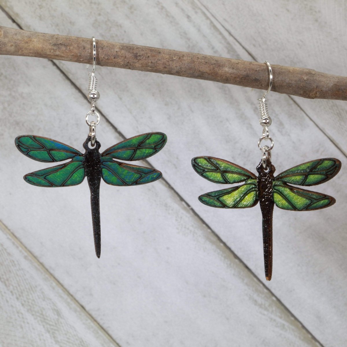 Dragonfly Wooden Dangle Earrings - - Cate's Concepts, LLC