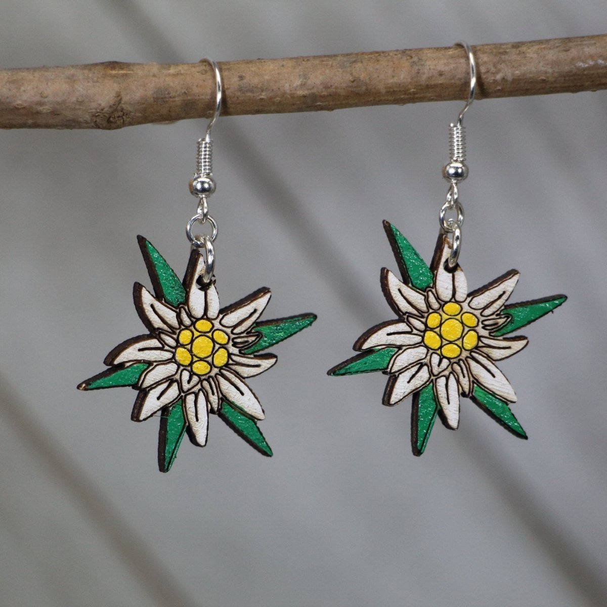 Edelweiss Flower Dangle Earrings - - Cate's Concepts, LLC