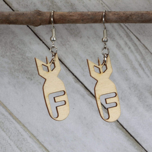 F Bomb Wooden Dangle Earrings - - Cate's Concepts, LLC