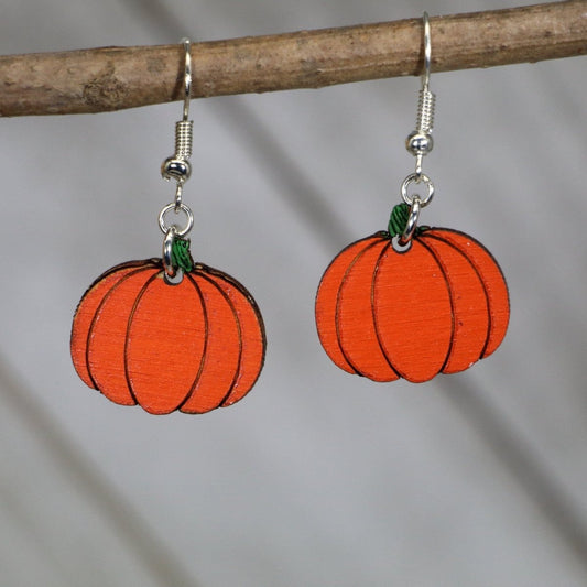 Fall Pumpkin Wooden Dangle Earrings - Dangle - Cate's Concepts, LLC