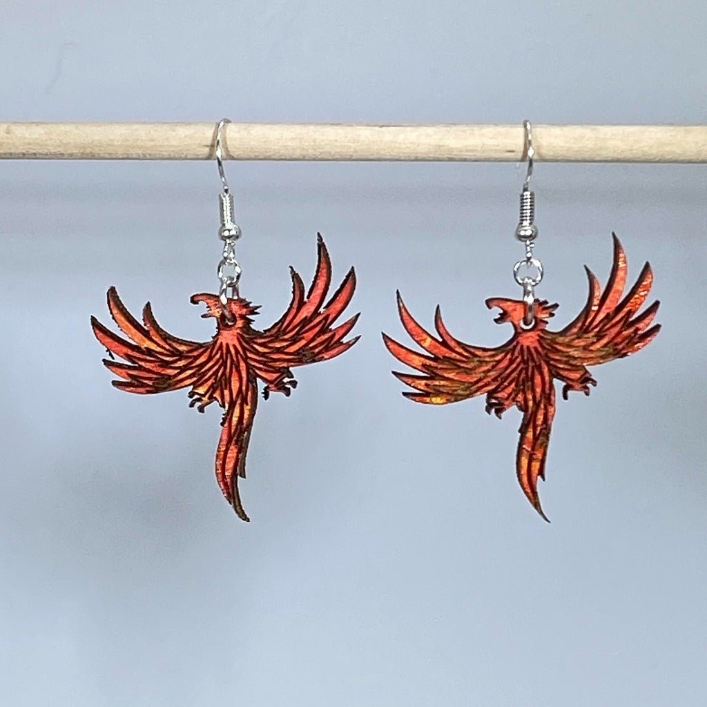 Flaming Phoenix Dangle Earrings - - Cate's Concepts, LLC