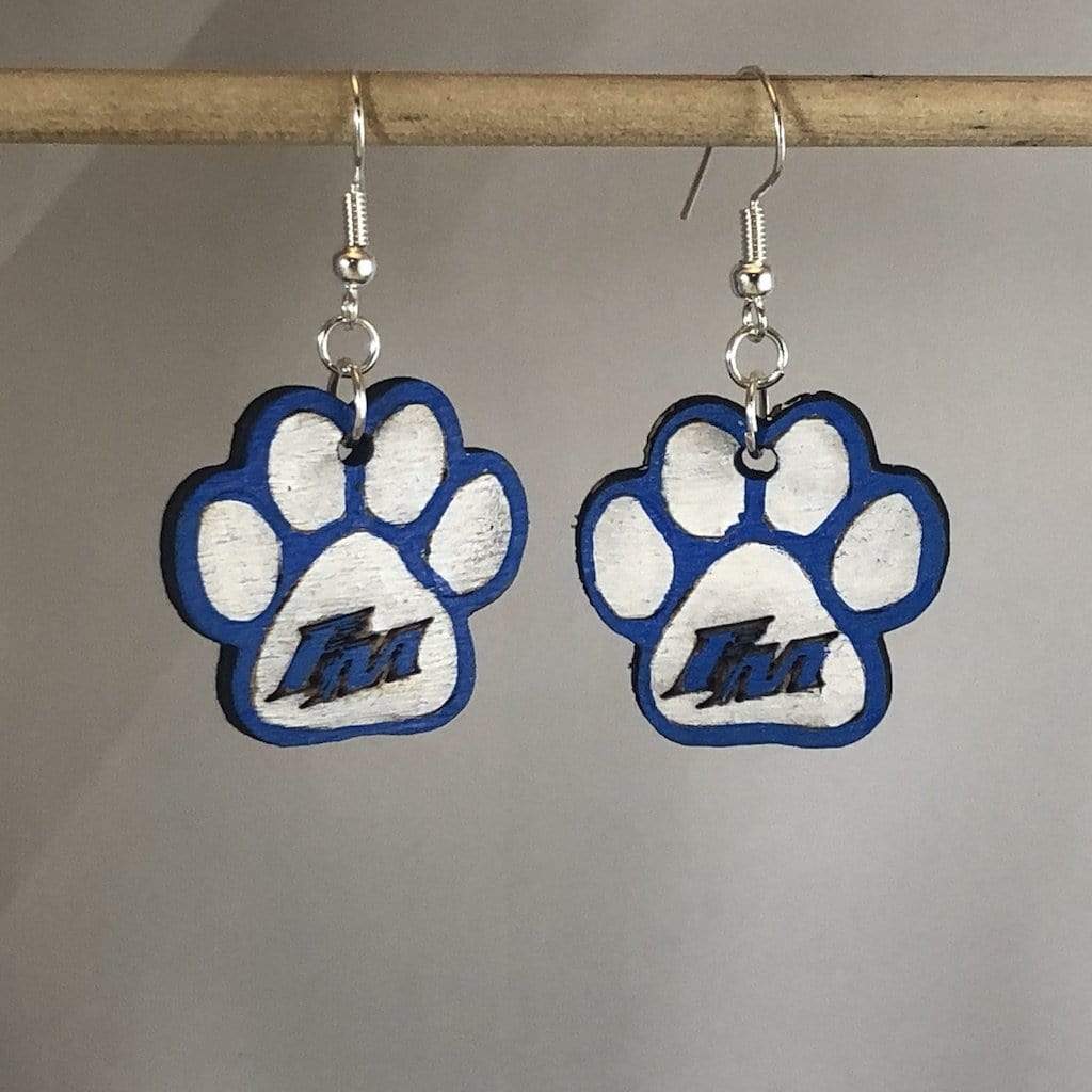 Flower Mound Jaguars Paw Prints Dangle Earrings - - Cate's Concepts, LLC