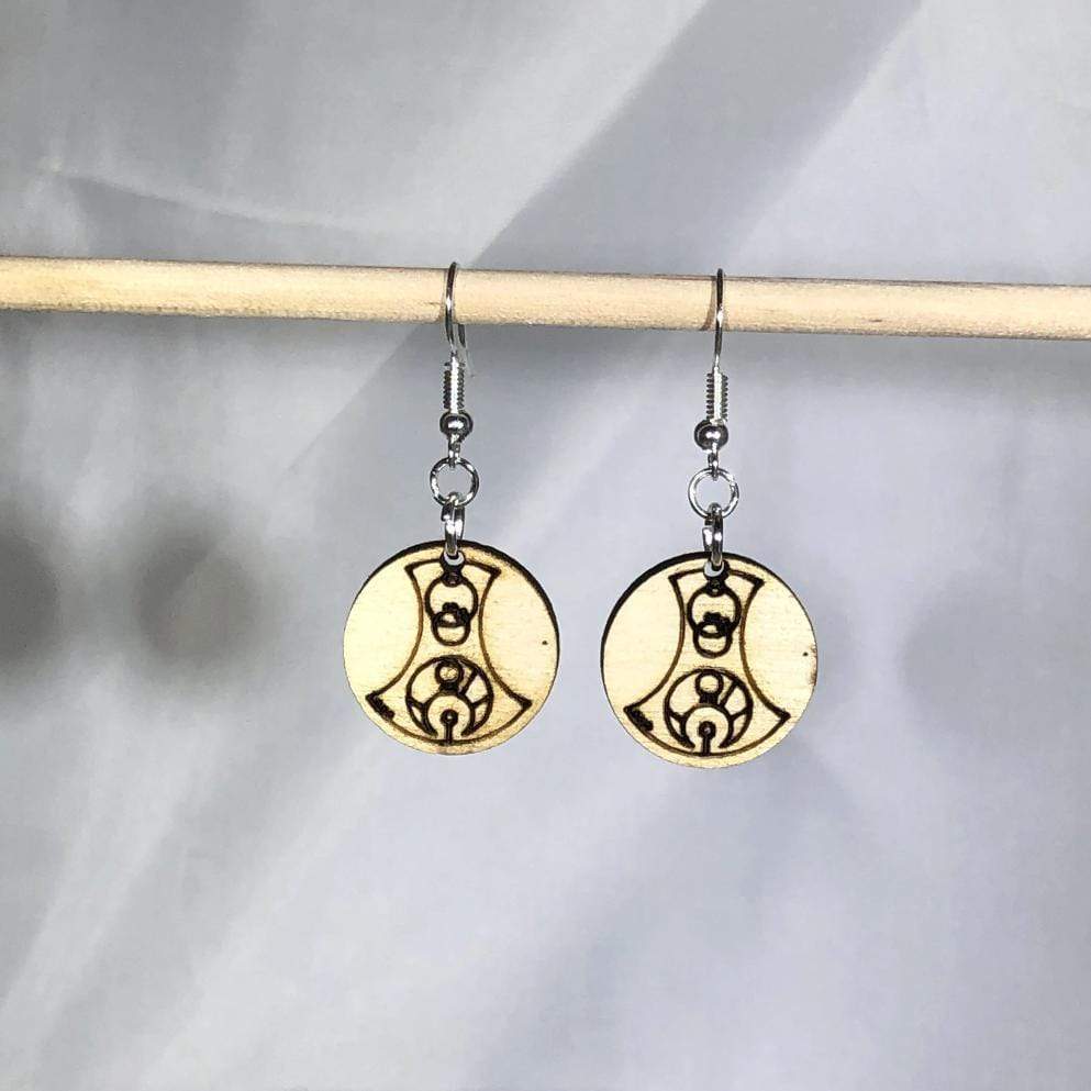 Gallifreyan "F you" Wooden Dangle Earrings - Dangle - Cate's Concepts, LLC